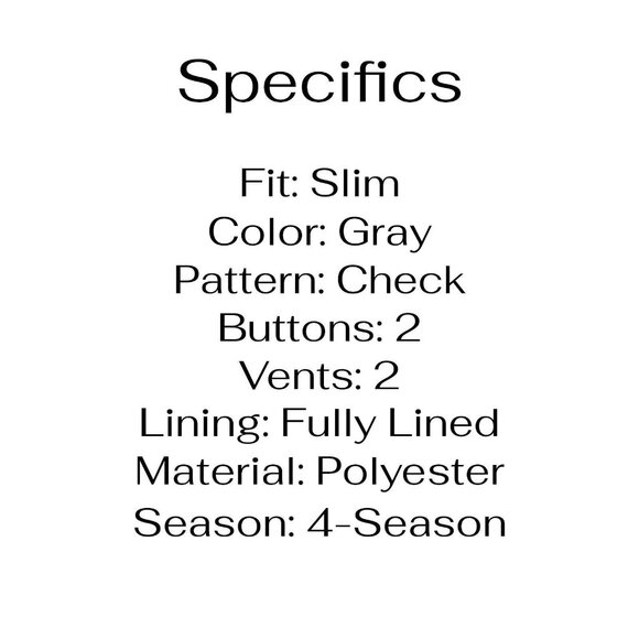 Van Heusen 50R Gray Check Polyester 2-Button Sport Coat Blazer Jacket P2… - Picture 4 of 11